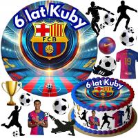 MEGA ZESTAW OPŁATEK NA TORT FC BARCELONA + POSTACI 11szt + TEKST