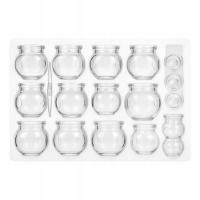 BAŃKI CHIŃSKIE SZKLANE OGNIOWE zestaw 16 szt.