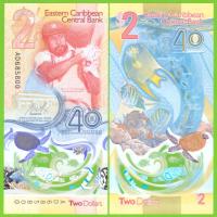 Восточный Карибский бассейн 2 доллара 2023 P-W61 UNC полимер новинка спорт и фауна