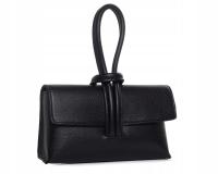 WŁOSKA SKÓRZANA KOPERTÓWKA TOREBKA WIZYTOWA SOLOME FLORA CZARNA WIECZOROWA