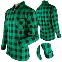 Koszula męska JHK zielona bawełniana regular długi rękaw kratka