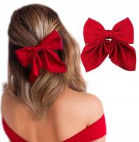 Spinka kokarda kokardka do włosów elegancka klasyczna na klamerce czerwona