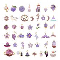 Zawieszki charmsy metalowe mix wzorów do biżuterii 30 szt. fioletowe