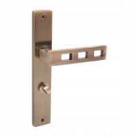 Komplet klamek VEGA do łazienki brąz z blokadą WC Rozstaw 72