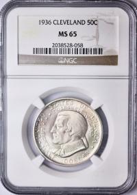 WN USA 1/2 dolara 1936 Cleveland - NGC MS65