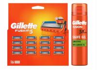 Gillette Fusion5 Wkłady 16 sztuk + Gillette Fusion Żel do golenia 200 ml