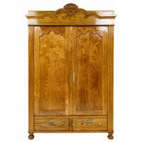 SZAFA SIENIOWA LUDWIK FILIP JESION LITY POLITURA JASNA DWUDRZWIOWA ANTYK