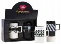 Kubki dla Par Ceramiczne Zakręcane z Zakrętką Lusterkiem Biały i Czarny Mat