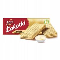 San Łakotki Wafle o smaku waniliowym ciastka wafelki 146 g ciasteczka