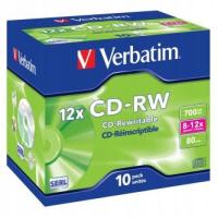 Płyta Verbatim CD-RW SERL Scratch Resistant, 10-pack jewel box