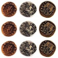 ZESTAW 9 ANTYCZNYCH METALOWYCH MONET LARP RPG