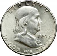 USA, 1/2 dolara 1951 S, Franklin, st. 2