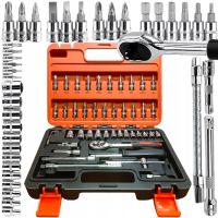 Zestaw narzędzi 46 elementów z grzechotką 1/4'' i nasadkami