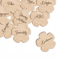 Drewniane plakietki na szuflady pudełko tabliczki KWIATY STOKROTKI