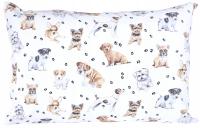 Poszewka pieski psy pies york mops łapki 50x70 biała bawełniana dla dziecka