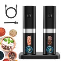 2szt Młynek elektryczny do pieprzu i soli zestaw