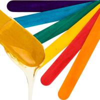 100x Шпатели для воска деревянные депиляция воском паста палочки красочные