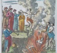1719 oryginał INDIE Azja religia CEREMONIAŁ SATI pogrzeb SAMOSPALENIE super