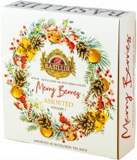 Basilur herbata Merry Berries zestaw świąteczny prezent biały 40 sasz