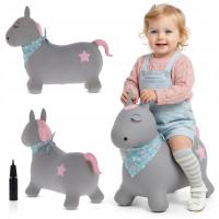 Skoczek dla dzieci do skakania z pompką na roczek Pony szary z bandaną