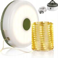 LAMPA KEMPINGOWA LED Z GIRLANDĄ ŚWIETLNĄ ZWIJANA W KASETĘ NA AKUMULATOR 8M
