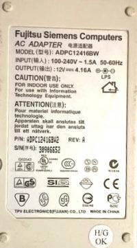 ZASILACZ SIECIOWY FUJITSU ADPC12416BW 12V 4.16 (F)
