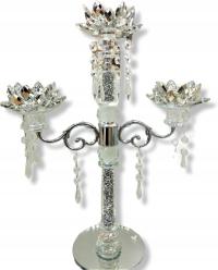 Kryształowy Świecznik Kandelabr trzyramienny glamour
