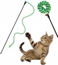 Wędka Dla Kota z Bawełnianym Sznurkiem Długa – Zabawka Interaktywna W6