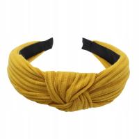 Opaska do włosów szeroka na głowę supeł żółta prążki węzeł turban vintage