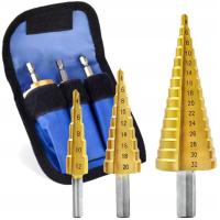 НАБОР СТУПЕНЧАТЫХ КОНУСНЫХ СВЕРЛ 4-32 ММ ДЛЯ МЕТАЛЛА, ДЕРЕВА, ПЛАСТИКА, ЛИСТОВОГО МЕТАЛЛА