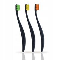 Promis TRIO Zestaw szczoteczek do zębów z bioplastiku – 3 sztuki CZARNE