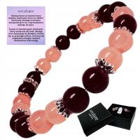 Bransoletka Kwarc Różowy i Granat Miłość Piękno Sukces Spokój