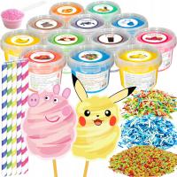 Сахар 12х 100г цвета ароматизаторы для ваты ведра брызги персонажи соломинки