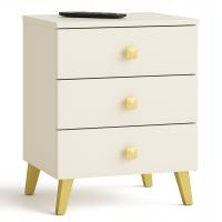 Прикроватная тумбочка для детской комнаты 40 см 3 ящика большие кашемировые золотые ручки