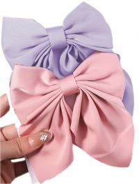 Заколки для волос бант розовый фиолетовый набор