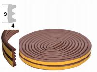 Uszczelka samoprzylepna do okien , drzwi , płyt warstwowych E brąz 9 x 4 mm