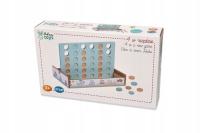 DREWNIANA GRA 4 W RZĘDZIE CZWÓRKA LOGICZNA KRĄŻKI PLANSZA PIONKI PUDEŁKO 3+