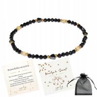 Bransoletka CZARNY TURMALIN Kostki Cytrynu i Serca z Hematytu na Gumce