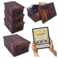 DUŻE PUDEŁKO KARTONOWE SZAFA BIURO DOKUMENTY ZABAWKI STYL BRĄZ SKÓRA BOX XL