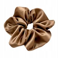 Gumka do włosów duża XXL brązowa kawowa satynowa premium jedwab elegancka