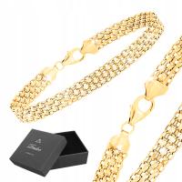 Красивый золотой женский браслет толстый широкий серебро 925 плетение Бисмарк 5 мм