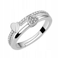 Кольцо серебро 925 Сердце кубического циркония, день святого Валентина