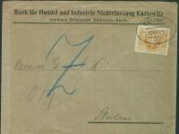 Polska 1923 r - Katowice via Berlin , Bank fur Handel ..