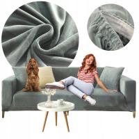 Pokrowiec na kanapę sofę wersalkę 3-osobową elastyczny welur szary velvet