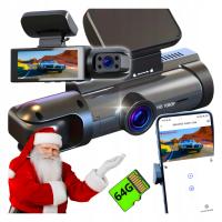 WIDEOREJESTRATOR KAMERA SAMOCHODOWA WIFI 2 KAMERY 64GB KARTA GRATIS FULL HD