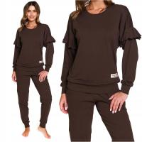 Piżama damska bawełniana długi rękaw DOCTOR NAP 4351 brownie czekoladowa