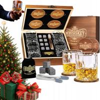 18w1 Zestaw do Whisky Szklanki Kamienie Pudełko Prezent + GRATIS Podkładki