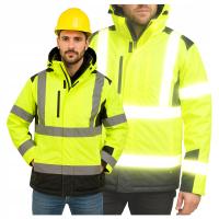 Зимняя мужская рабочая куртка светоотражающая утепленная водонепроницаемая желтая защитная куртка