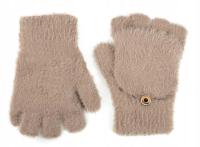 Rękawiczki Damskie Młodzieżowe Mitenki Bez Palców Miękkie Zimowe Casualowe