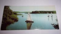 stara panoramiczna mała pocztówka Jezioro Niegocin Mazury lata 60-te XX w.